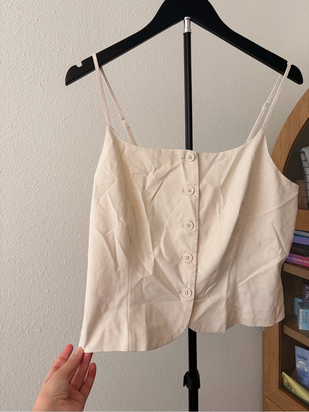 Women’s Cream Button-Front Top - Picture 2 of 4